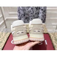 Luxury Cheap Gucci Re-Web Sneakers in GG Nylon and Suede Beige 1021018