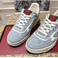 Popular Style Gucci Re-Web Sneakers in GG Denim Blue 1021020
