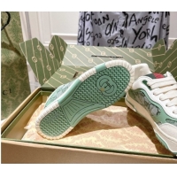 Shop Cheap Gucci Re-Web Sneakers in GG Canvas and Leather Green 1021023