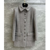 Unique Grade Chanel Wool Tweed Coat CH112114 Grey 2025