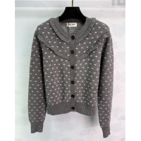 Top Quality Miu Miu Wool Dotted Cardigan 0814 Grey 2025