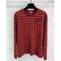 Buy Fashionable Miu Miu Striped Cotton Sweatshirt 0813 Red 2025