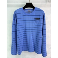 Hot Sell Cheap Miu Miu Striped Cotton Sweatshirt 0813 Blue 2025
