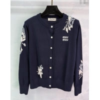 Super Quality Miu Miu Wool Cardigan with Embroidery 0813 Black 2025