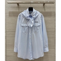 Trendy Design Miu Miu Striped Shirt with Tie 0814 Blue 2025
