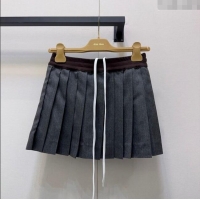 ​Luxury Discount Miu Miu Pleated Mini Skirt 0815 Grey 2025