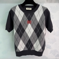 Promotional Miu Miu Wool Cashmere T-Shirt MIU0903016 Black/Grey/White 2025