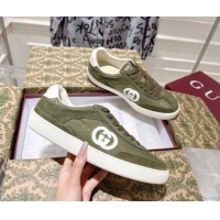 Grade Quality Gucci G75 Sneakers in GG Canvas and Suede Green 1021030