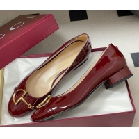 Shop Duplicate Gucci Ballet Flats with Half Horsebit in Patent Leather Burgundy 1021037