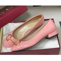 Luxury Discount Gucci Ballet Flats with Half Horsebit in Patent Leather Pink 1021039