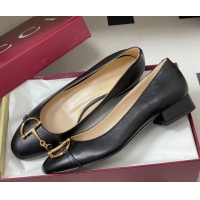 Duplicate Gucci Ballet Flats with Half Horsebit in Calf Leather Black 1021040