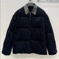 Big Discount Miu Miu Corduroy Down Jacket MIU0903025 Black 2025