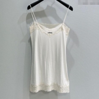 Reasonable Price Miu Miu Cotton and Lace Vest MIU090335 White 2025