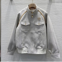 Unique Discount Miu Miu Cotton Blend Jacket with Pockets M091804 Grey 2025