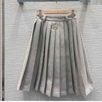 Super Quality Miu Miu Cotton Blend Pleated Skirt M091805 Grey 2025