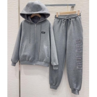 Grade Quality Miu Miu Cotton Jacket and Pants Set M091807 Grey 2025