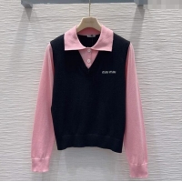 Best Grade Miu Miu Wool Polo Shirt M091808 Pink/Black 2025