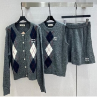 Discount Miu Miu Wool Cashmere Cardigan/Vest/Shorts Set M091811 Grey 2025