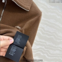 Best Quality Miu Miu Cashmere Knit Zip Top M091812 Brown 2025