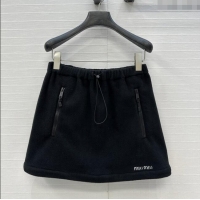 ​Luxury Cheap Miu Miu Fleece Miniskirt M101408 Black 2025