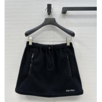 ​Luxury Cheap Miu Miu Fleece Miniskirt M101408 Black 2025