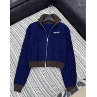 Best Price Miu Miu Wool Zip Sweater MM101416 Blue 2025