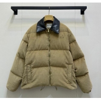 Free Shipping Discount Miu Miu Corduroy Down Jacket MIU0903025 Beige 2025