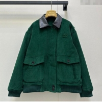 Luxury Cheap Miu Miu Corduroy Padded Jacket MM101419 Green 2025