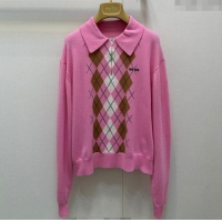 Best Grade Miu Miu Cashmere Polo Shirt MM101408 Pink 2025