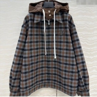 Market Sells Miu Miu Plaid Jacket with Hoodie MM101401 Blue/Brown 2025