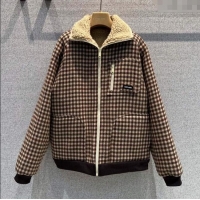 Promotional Miu Miu Wool Blend Plaid Jacket with Lining MM101402 Brown 2025