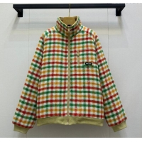 ​Luxury Cheap Miu Miu Wool Blend Plaid Jacket with Lining MM101402 Multicolor 2025