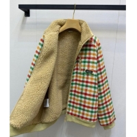 ​Luxury Cheap Miu Miu Wool Blend Plaid Jacket with Lining MM101402 Multicolor 2025