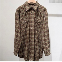 Best Quality Miu Miu Wool Plaid Shirt MM101405 Brown 2025
