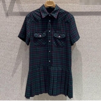 Best Price Miu Miu Wool Plaid Dress MM101407 Blue/Green/Red 2025