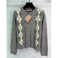Luxury Cheap Miu Miu Wool Mohair Sweater MM101408 Grey 2025