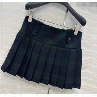 Affordable Price Miu Miu Plaid Mini Skirt MM101413 Blue/Green 2025