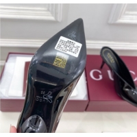 Good Looking Gucci 97 Heeled Mules 8.5cm in Patent Leather Black 1021052