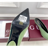 Stylish Gucci 97 Heeled Mules 5.5cm in Patent Leather Green 1021054