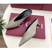 Classic Hot Gucci 97 Heeled Mules 5.5cm in Patent Leather Grey 1021056