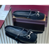Good Quality Gucci Horsebit Flat Mules in Suede Black 1021066