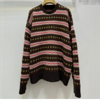 ​Affordable Price Miu Miu Striped Sweater MM101423 Brown/Multicolor 2025