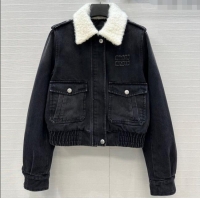 Trendy Design Miu Miu Denim Jacket with Cotton Padded MM101421 Black 2025