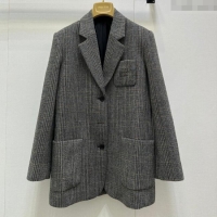 Unique Discount Miu Miu Wool Jacket MM101422 Black/Grey/White 2025