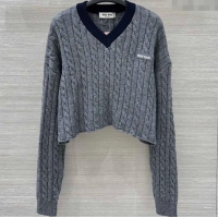 Good Quality Miu Miu Wool Short Sweater MM101425 Grey 2025