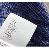 Promotional Miu Miu Cotton Plaid Shirt MM101428 Blue 2025