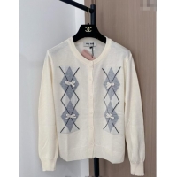 Low Cost Miu Miu Wool Blend Cardigan with Bow MM101427 White 2025