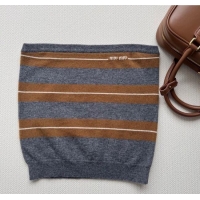 Promotional Miu Miu Cashmere Striped Vest MM101428 Grey/Brown 2025