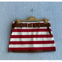 Luxury Cheap Miu Miu Striped Mini Skirt 1015 Red 2025