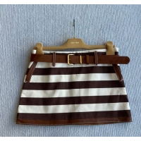 Classic Specials Miu Miu Striped Mini Skirt 1015 Brown 2025